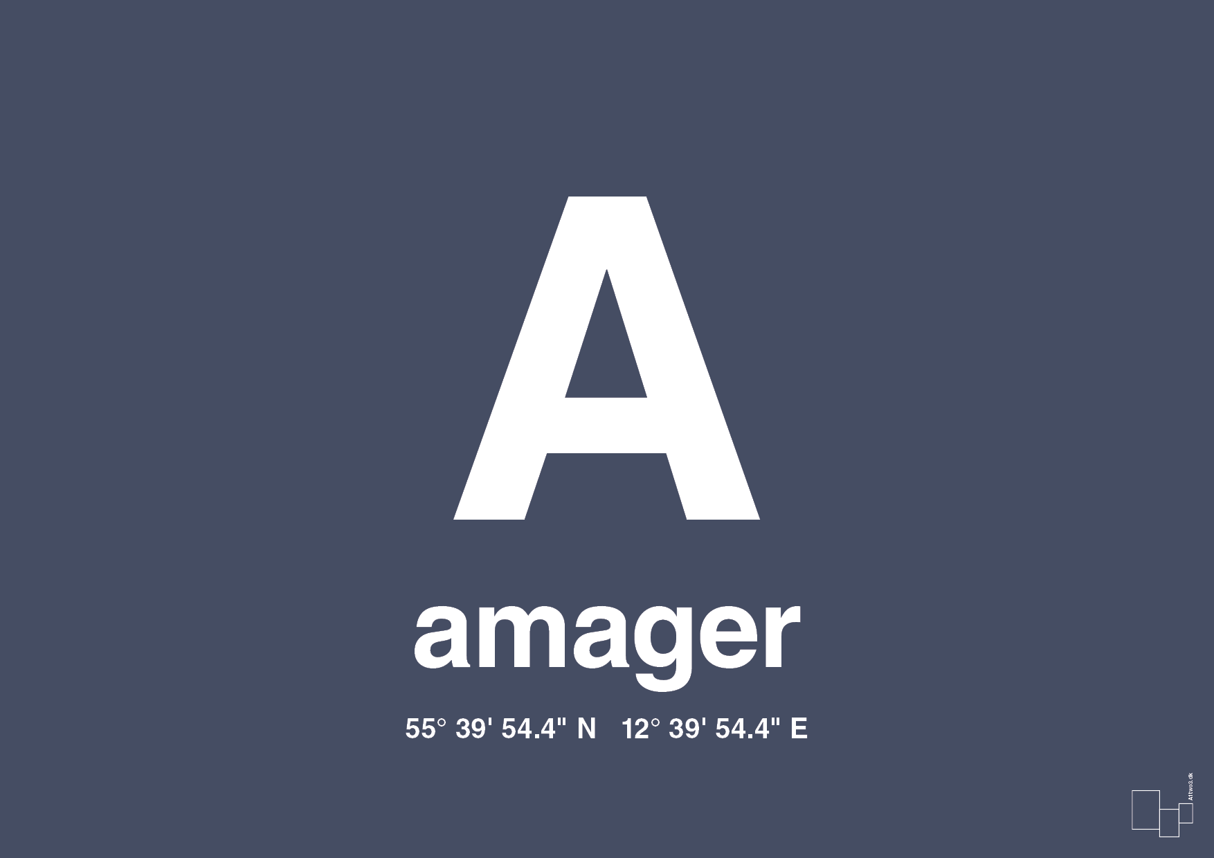 Byplakat amager med koordinater - petrol-Byer-A1two3