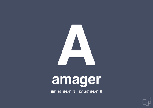 Byplakat amager med koordinater - petrol-Byer-A1two3