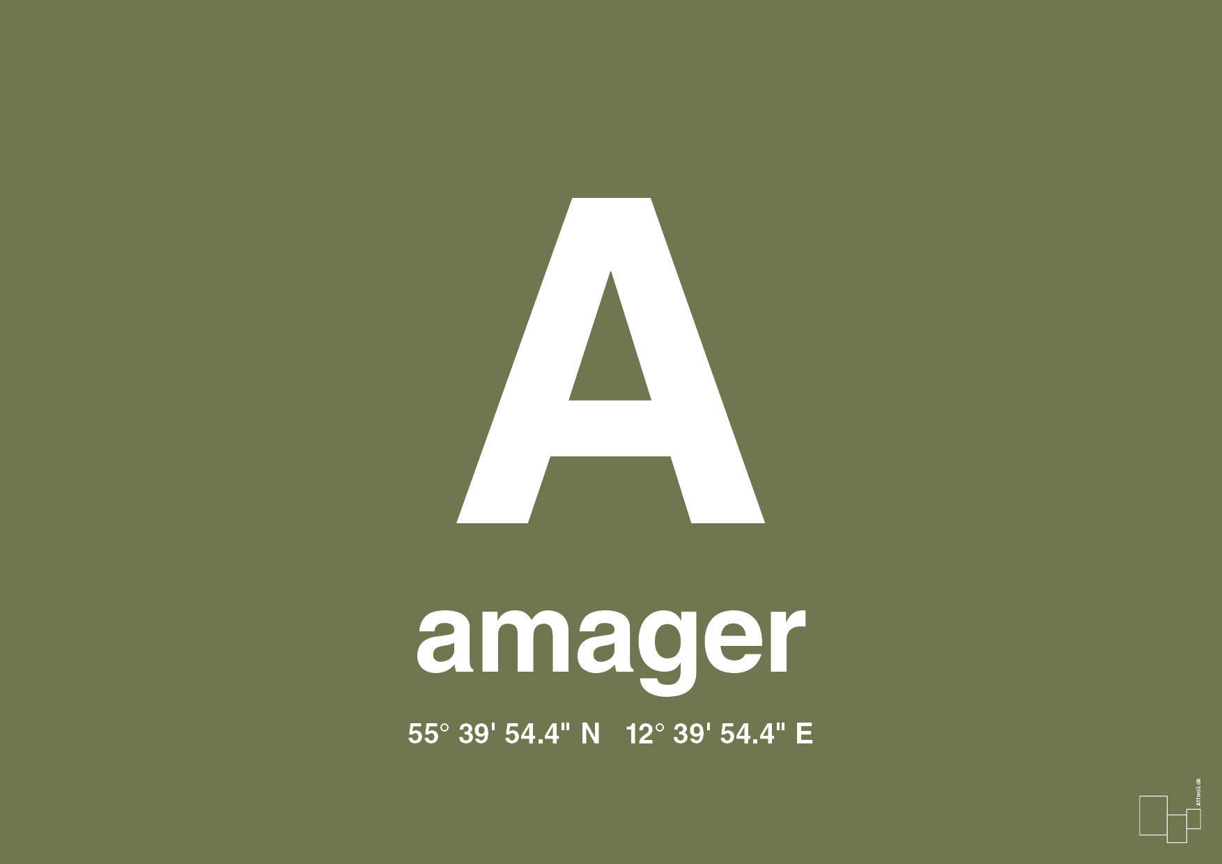 plakat: byplakat amager med koordinater - secret meadow-Byer-A1two3