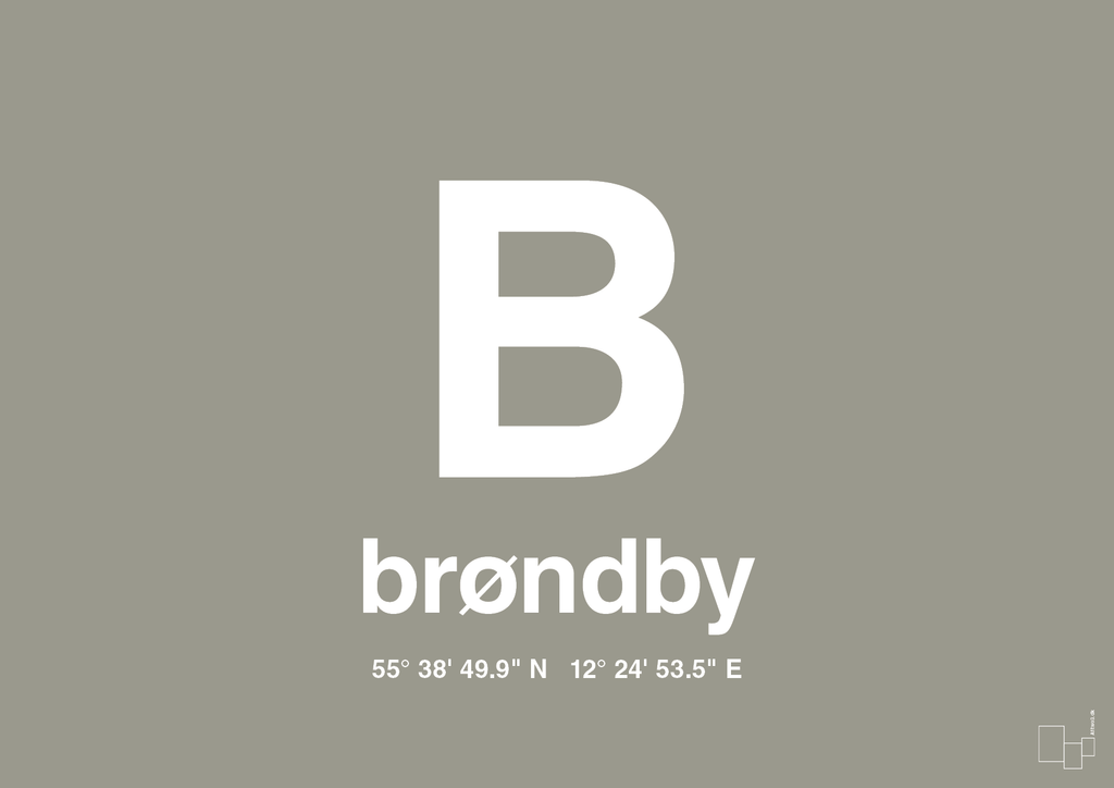 plakat: byplakat brøndby med koordinater - battleship gray-Byer-A1two3