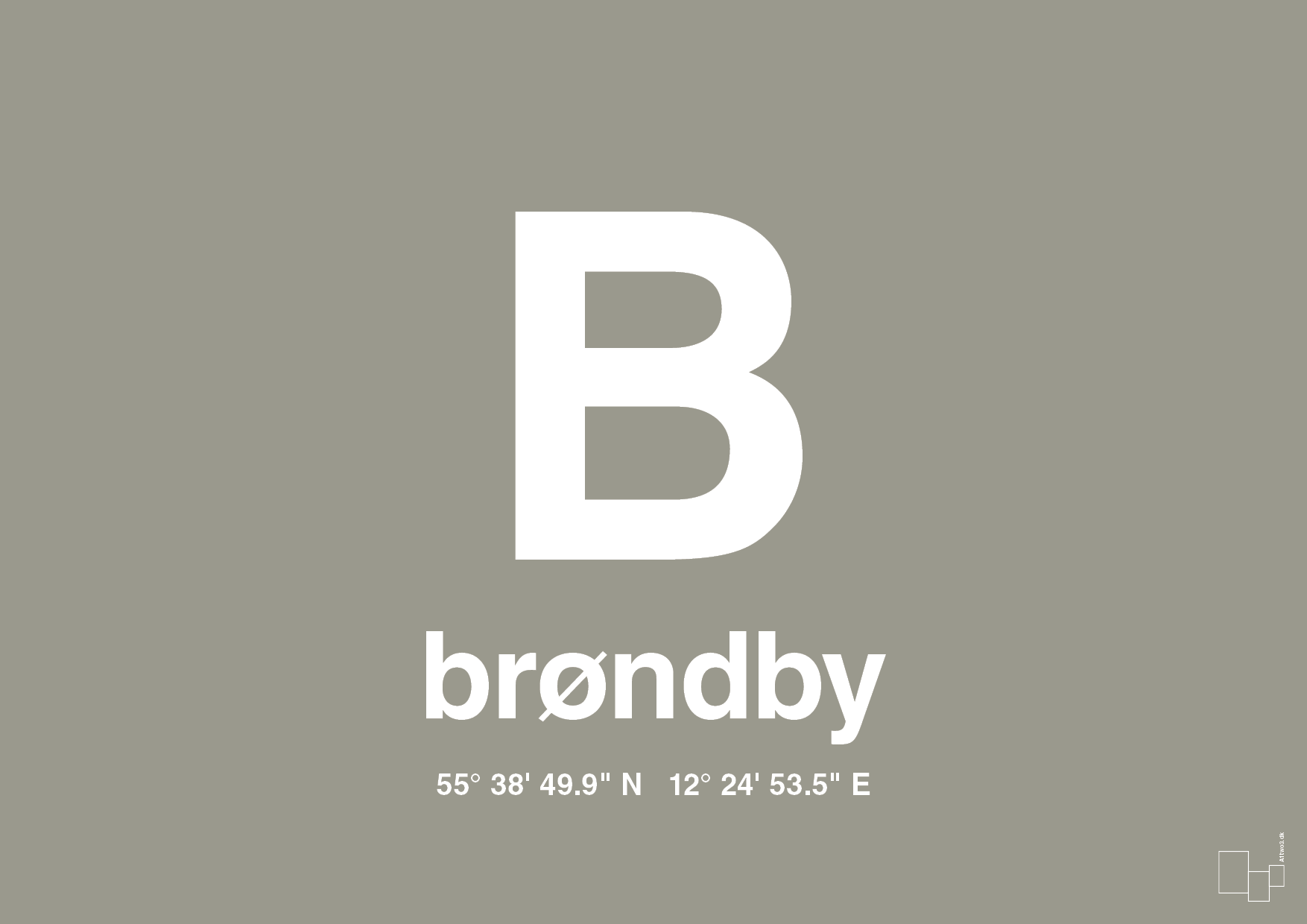plakat: byplakat brøndby med koordinater - battleship gray-Byer-A1two3