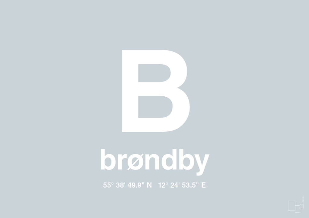 plakat: byplakat brøndby med koordinater - light drizzle-Byer-A1two3