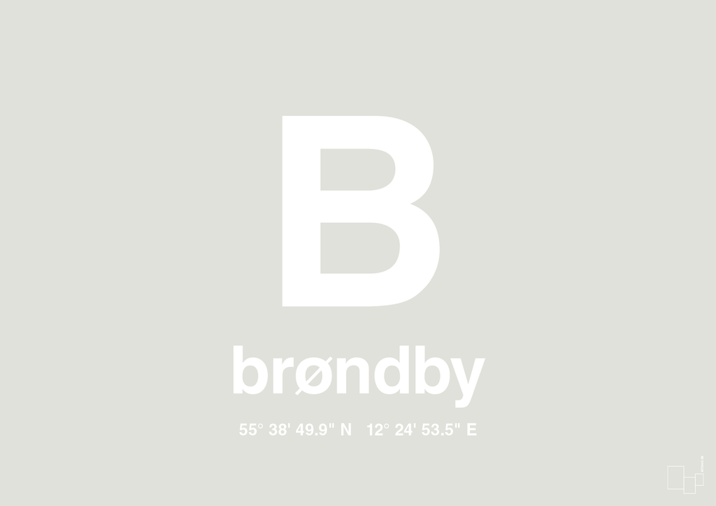 plakat: byplakat brøndby med koordinater - painters white-Byer-A1two3