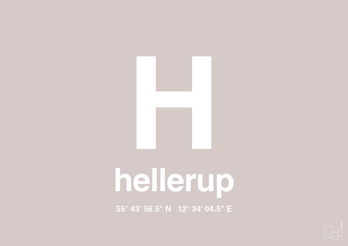 plakat: byplakat hellerup med koordinater - broken beige-Byer-A1two3