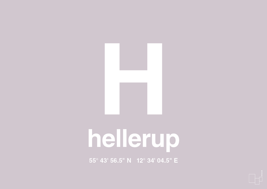 plakat: byplakat hellerup med koordinater - dusty lilac-Byer-A1two3