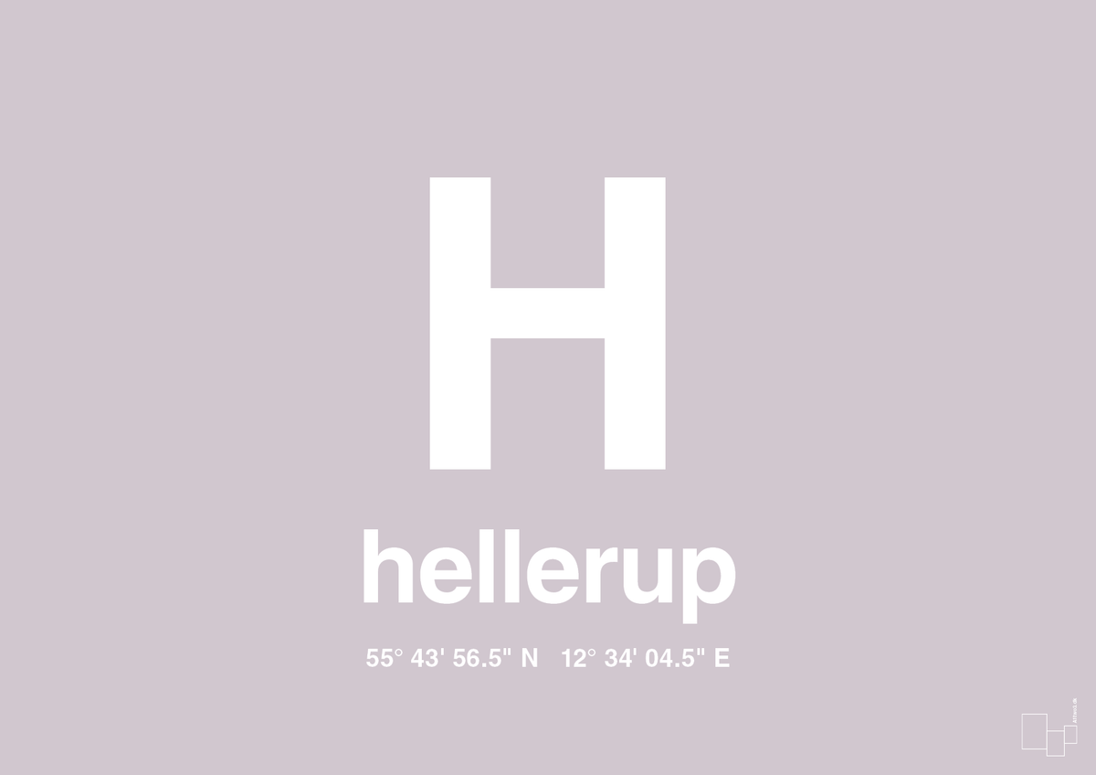 plakat: byplakat hellerup med koordinater - dusty lilac-Byer-A1two3