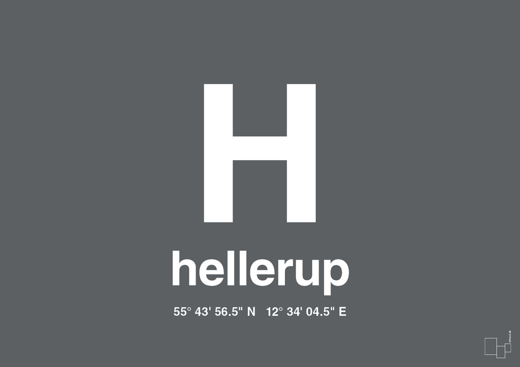 plakat: byplakat hellerup med koordinater - graphic charcoal-Byer-A1two3