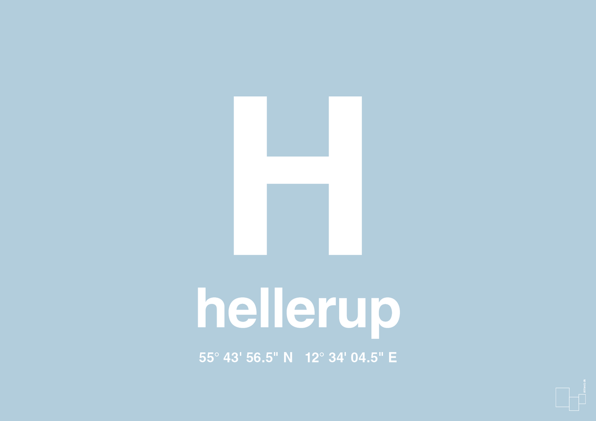 plakat: byplakat hellerup med koordinater - heavenly blue-Byer-A1two3