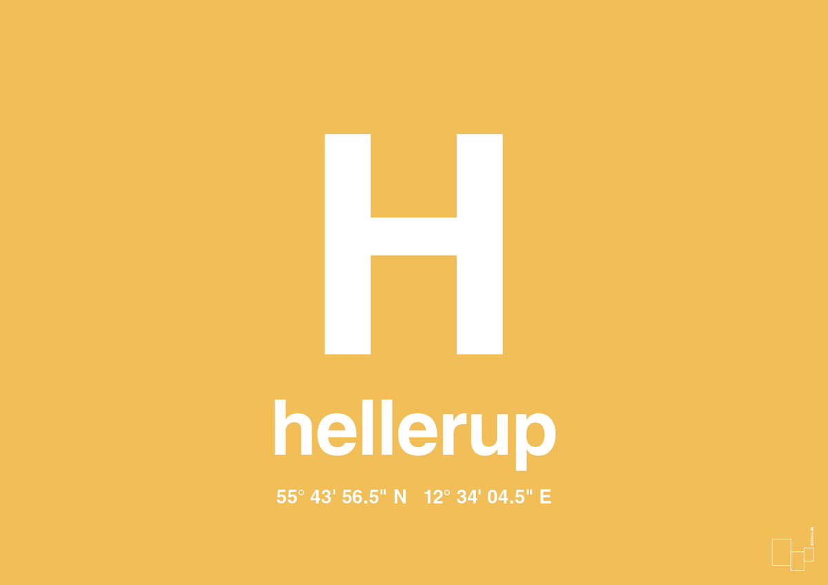 plakat: byplakat hellerup med koordinater - honeycomb-Byer-A1two3