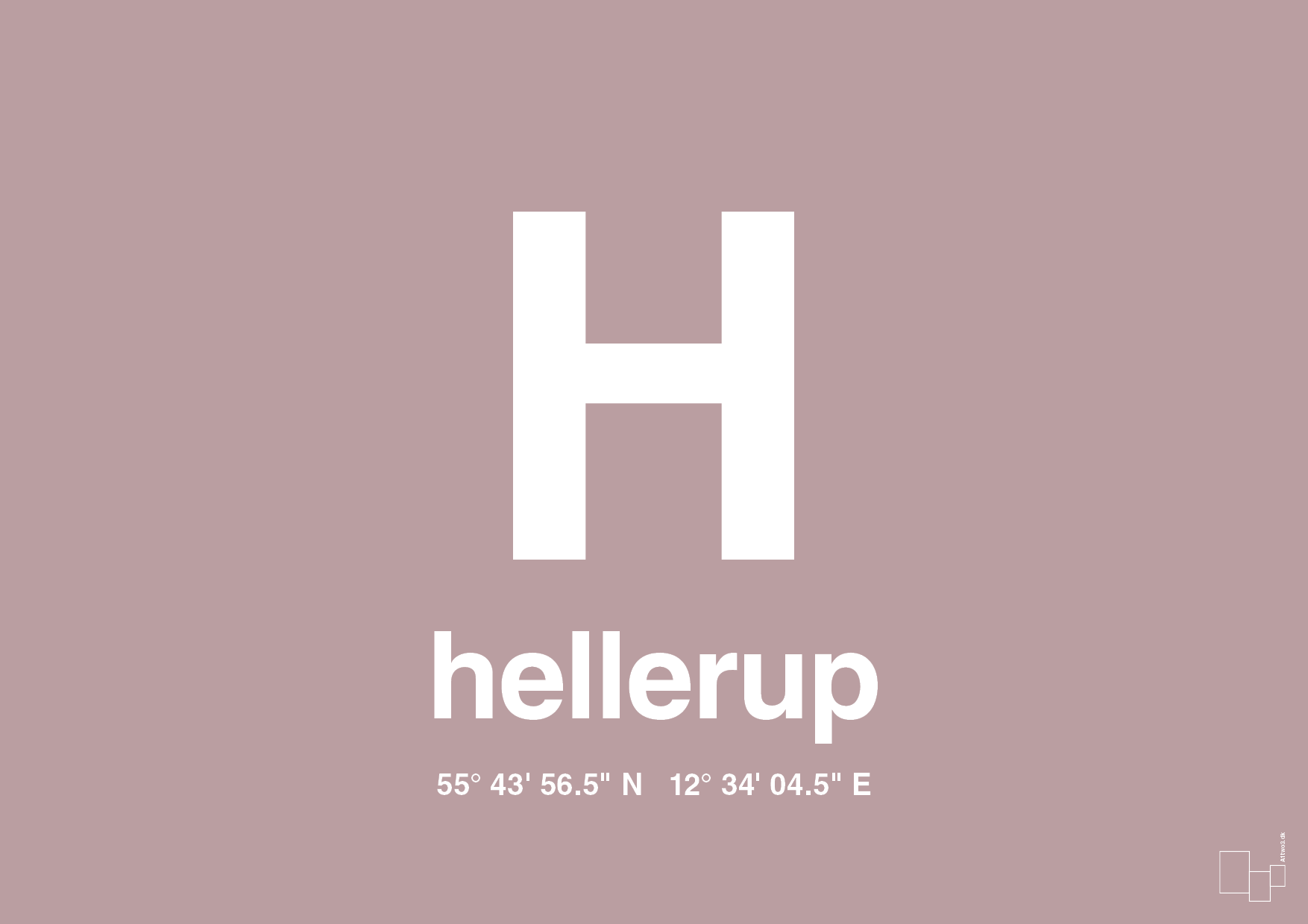 plakat: byplakat hellerup med koordinater - light rose-Byer-A1two3
