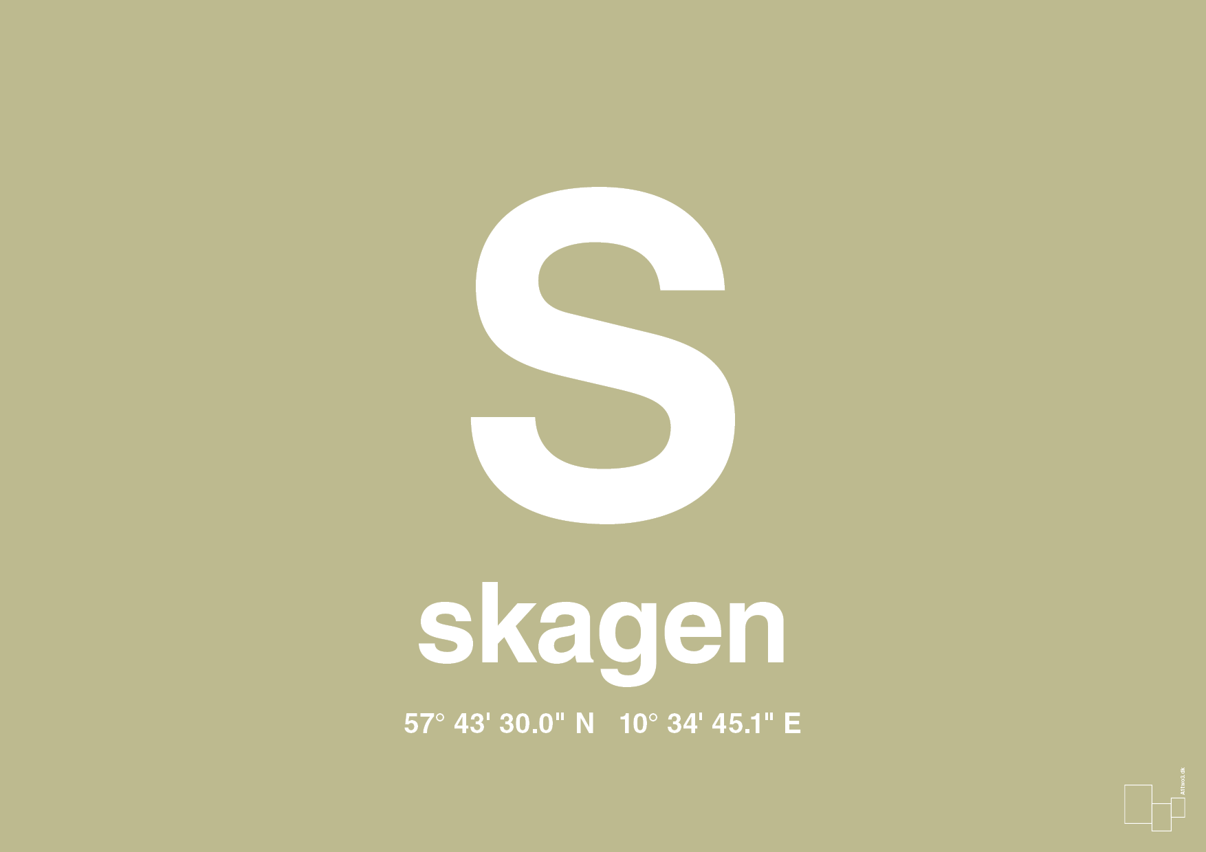 plakat: byplakat skagen med koordinater - back to nature-Byer-A1two3
