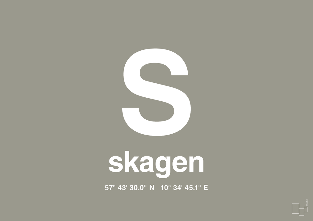 plakat: byplakat skagen med koordinater - battleship gray-Byer-A1two3