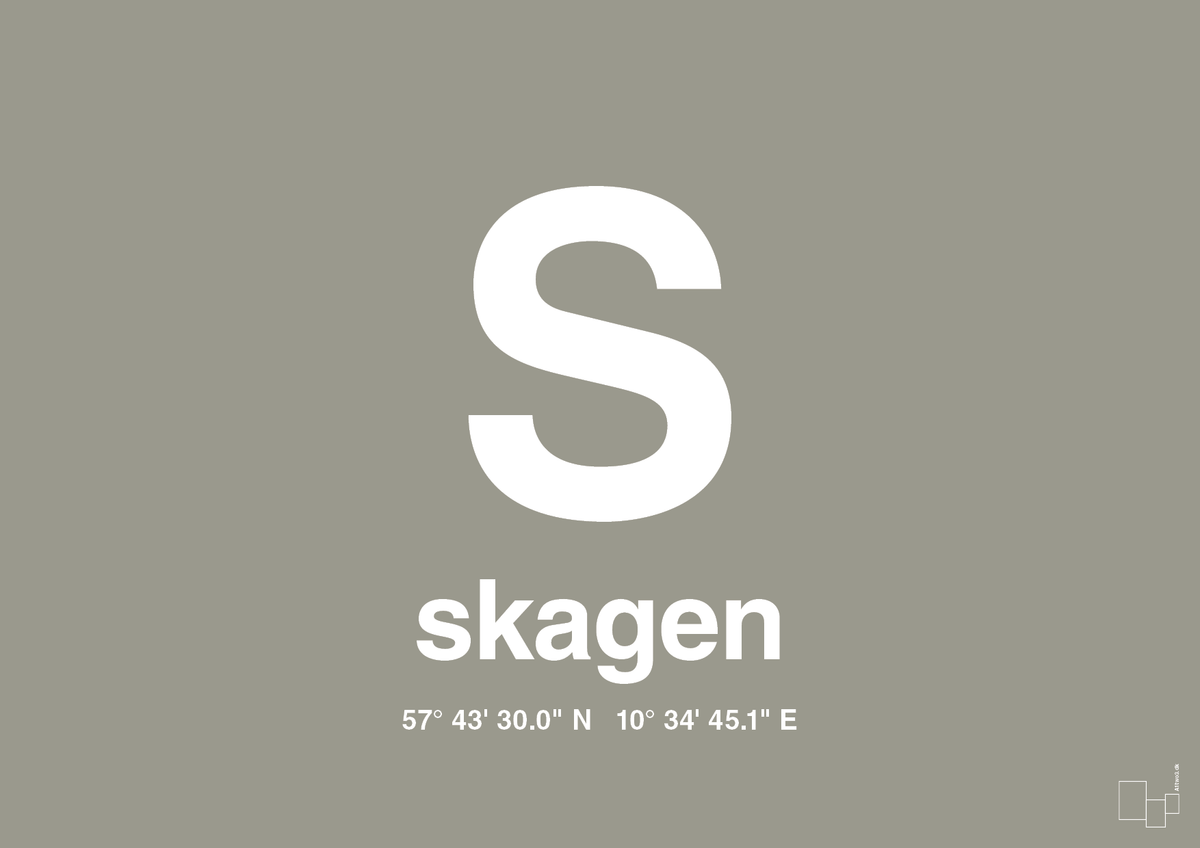 plakat: byplakat skagen med koordinater - battleship gray-Byer-A1two3