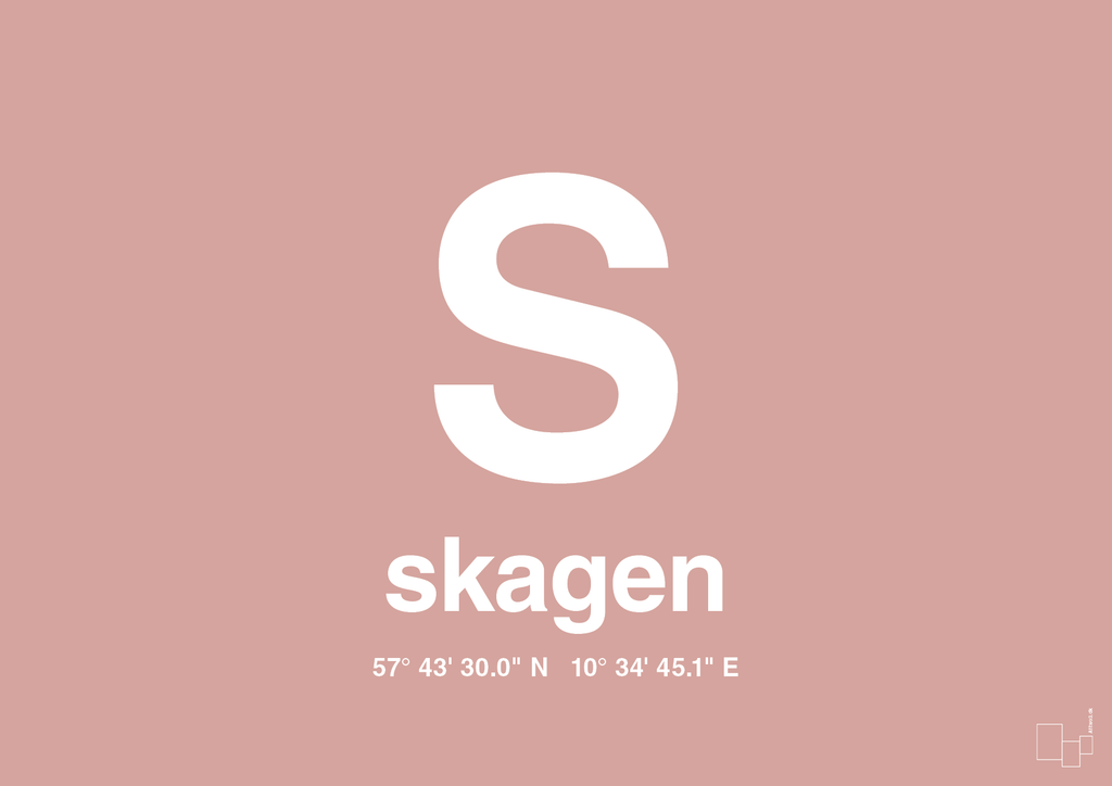 plakat: byplakat skagen med koordinater - bubble shell-Byer-A1two3