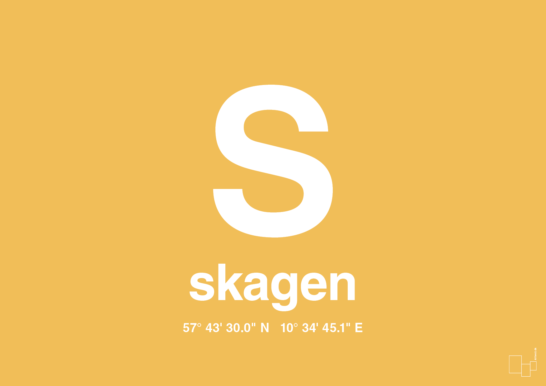 plakat: byplakat skagen med koordinater - honeycomb-Byer-A1two3