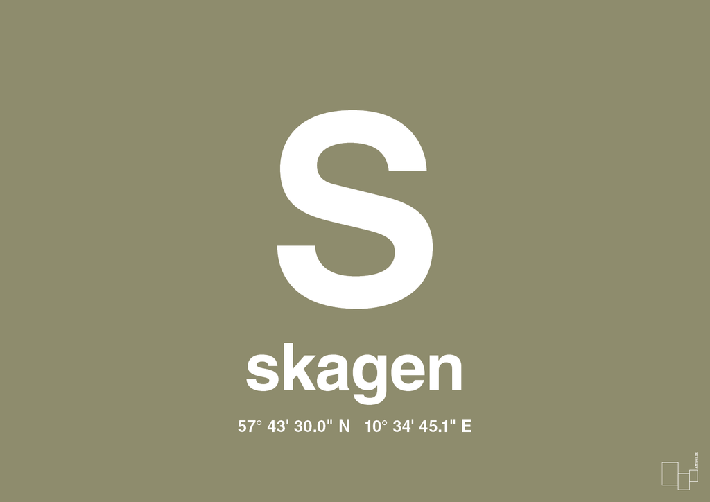 plakat: byplakat skagen med koordinater - misty forrest-Byer-A1two3