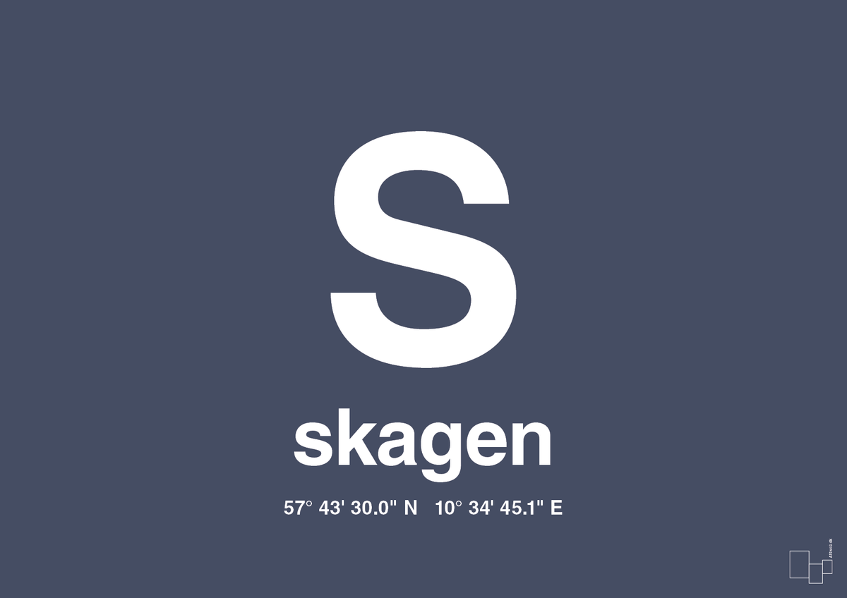 Byplakat skagen med koordinater - petrol-Byer-A1two3