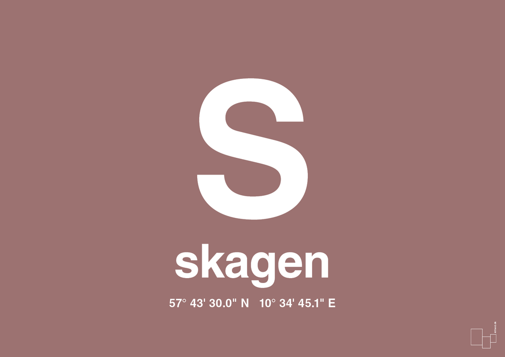 plakat: byplakat skagen med koordinater - plum-Byer-A1two3