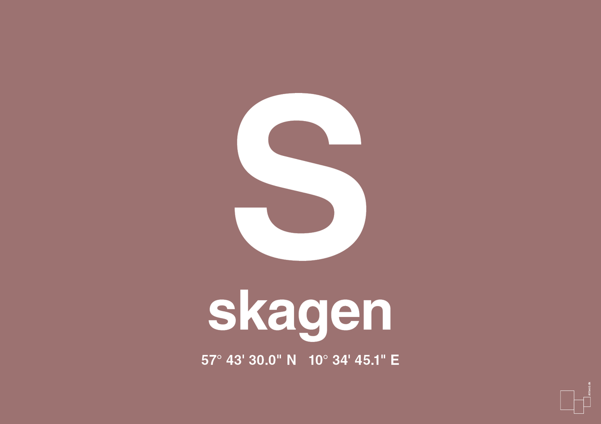 plakat: byplakat skagen med koordinater - plum-Byer-A1two3