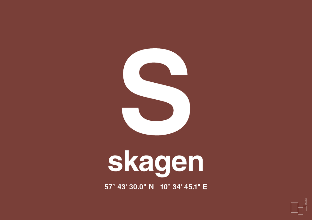 plakat: byplakat skagen med koordinater - red pepper-Byer-A1two3