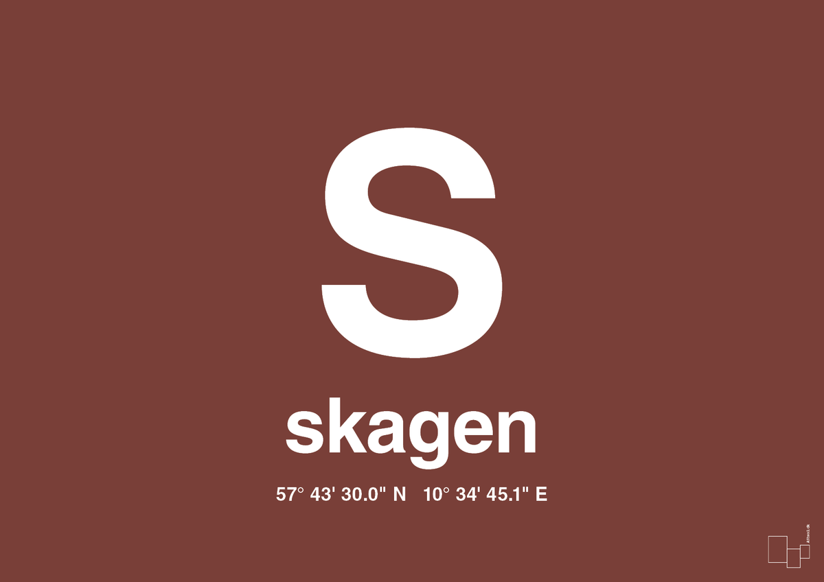 plakat: byplakat skagen med koordinater - red pepper-Byer-A1two3
