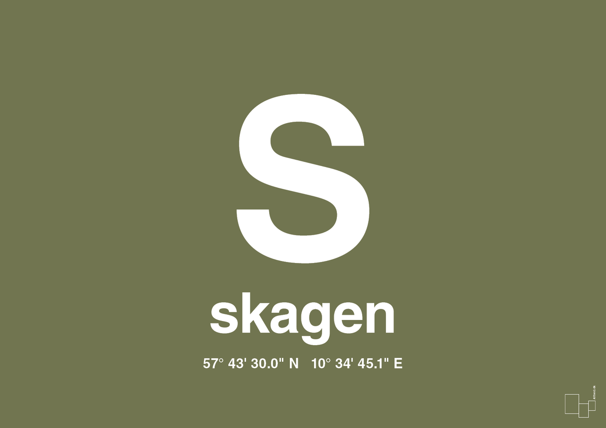 plakat: byplakat skagen med koordinater - secret meadow-Byer-A1two3