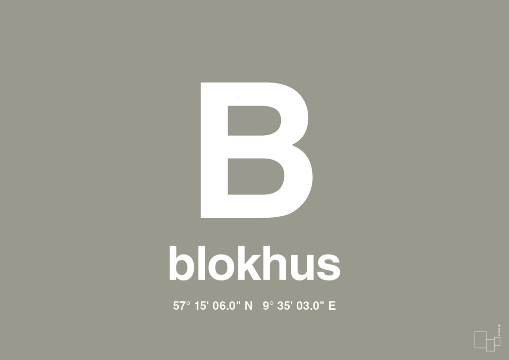 plakat: byplakat blokhus med koordinater - battleship gray-Byer-A1two3