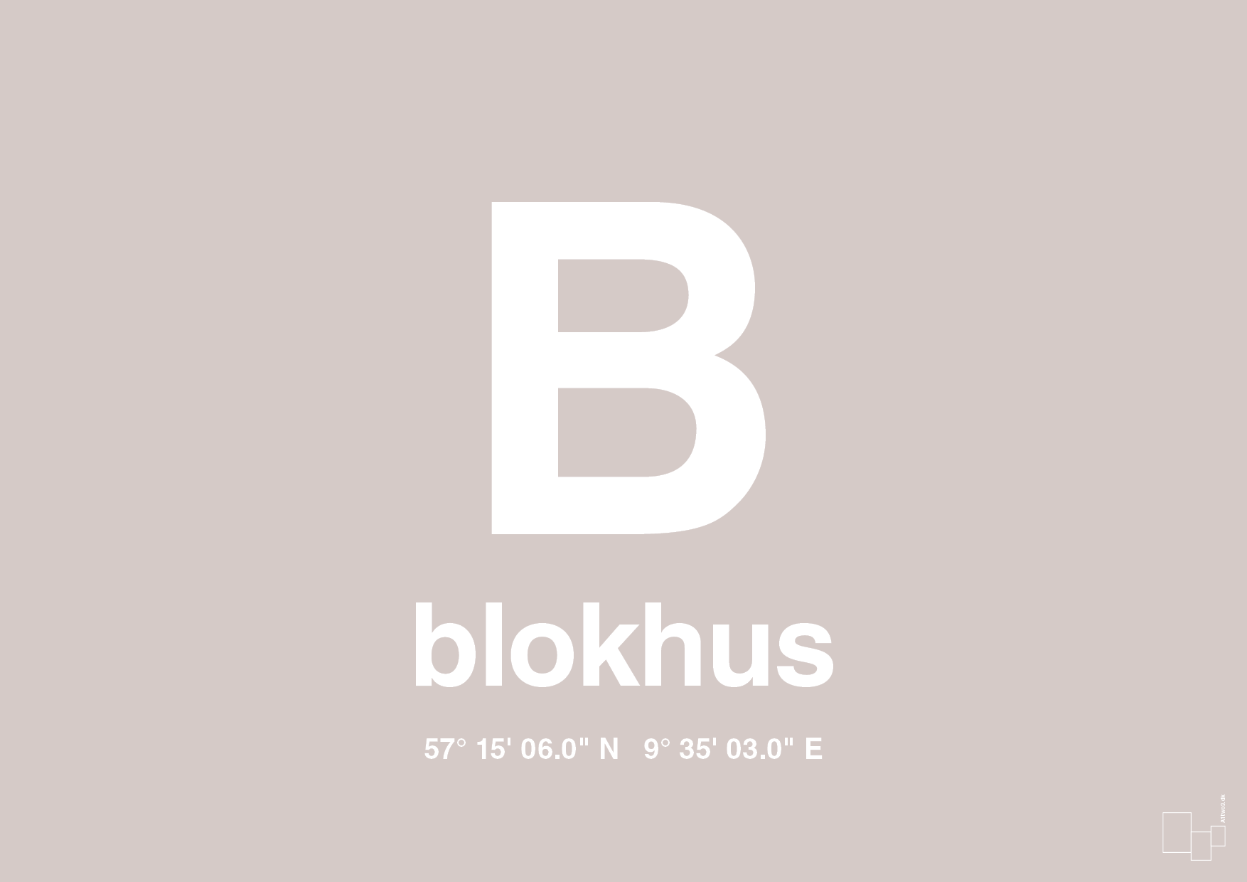 plakat: byplakat blokhus med koordinater - broken beige-Byer-A1two3