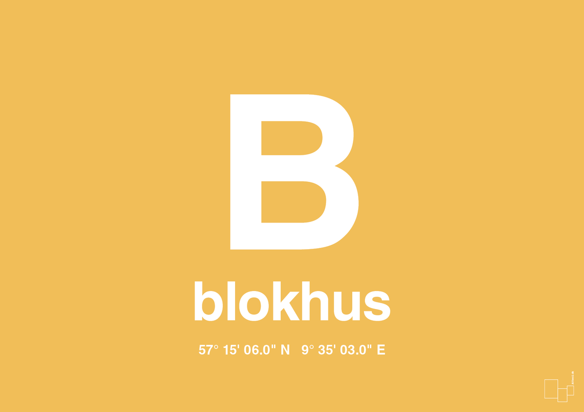 plakat: byplakat blokhus med koordinater - honeycomb-Byer-A1two3