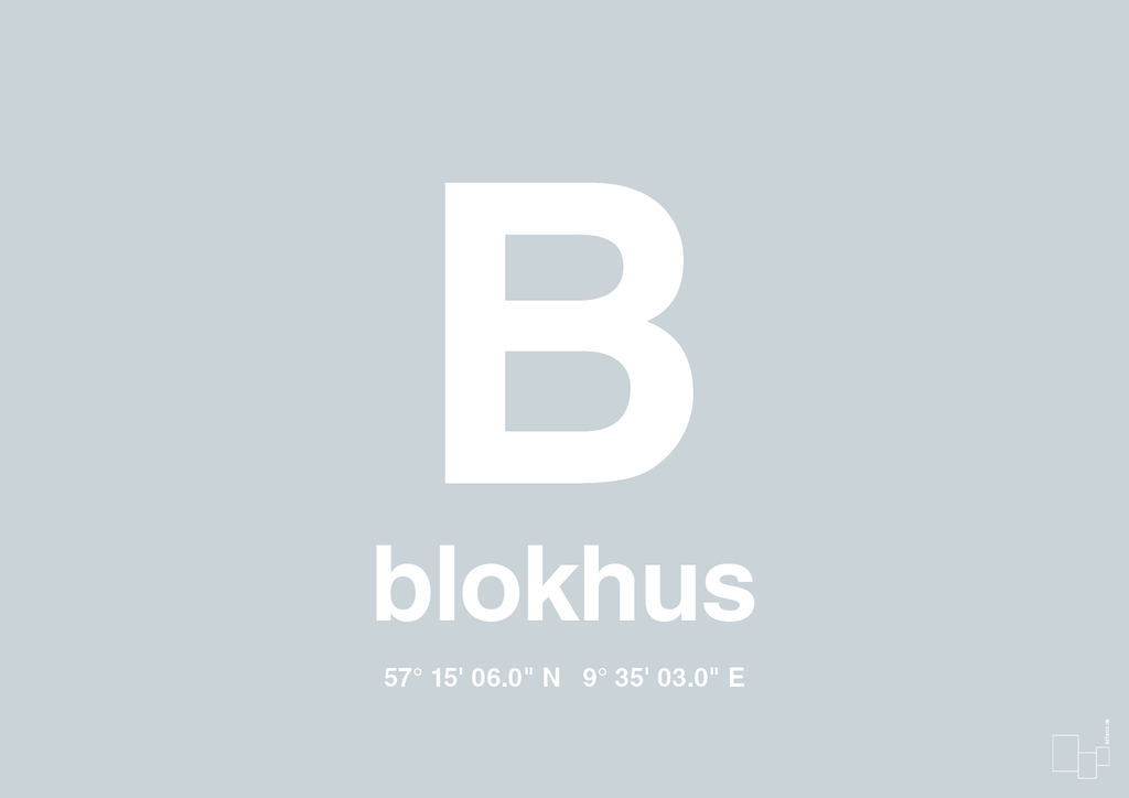 plakat: byplakat blokhus med koordinater - light drizzle-Byer-A1two3