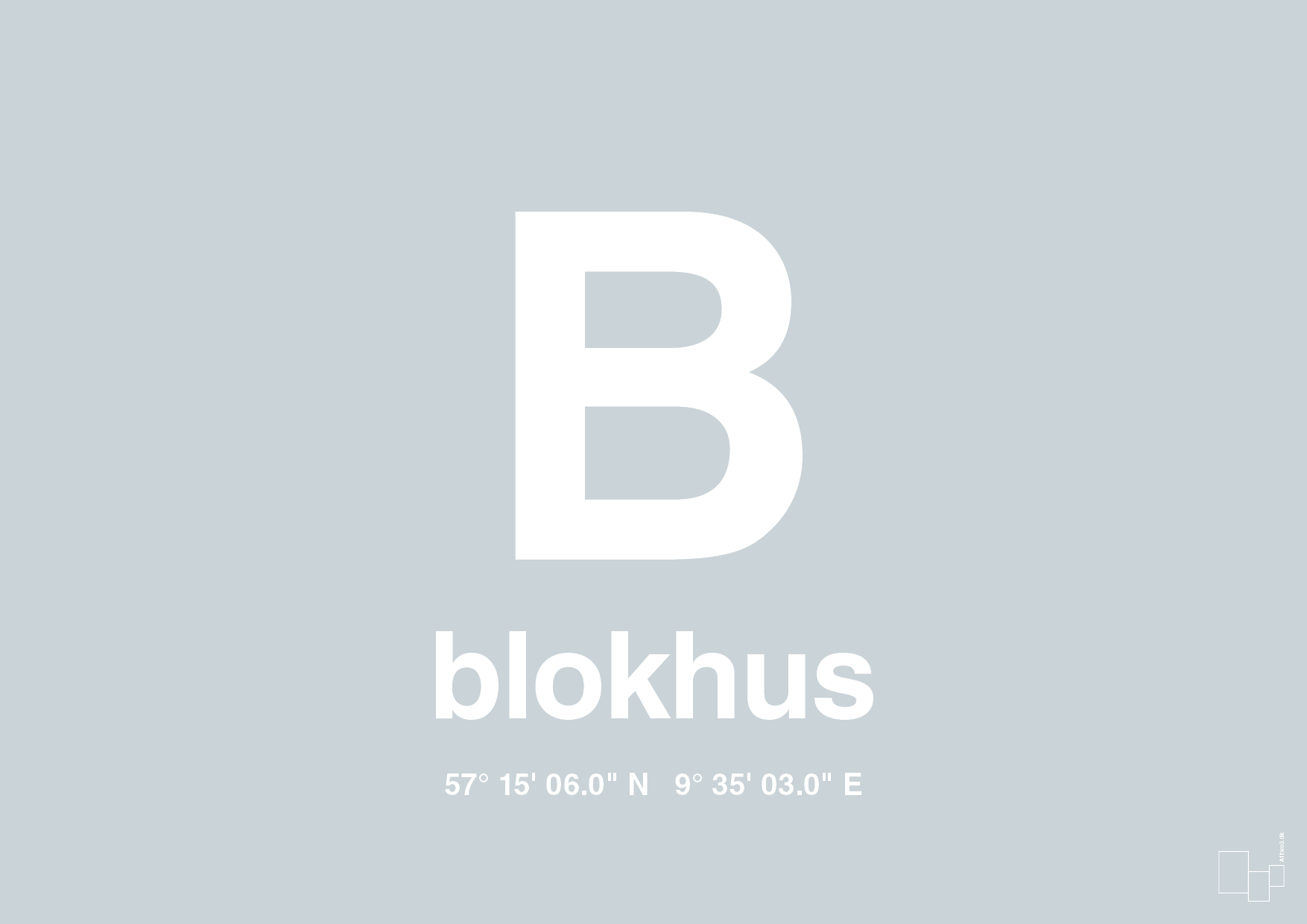 plakat: byplakat blokhus med koordinater - light drizzle-Byer-A1two3