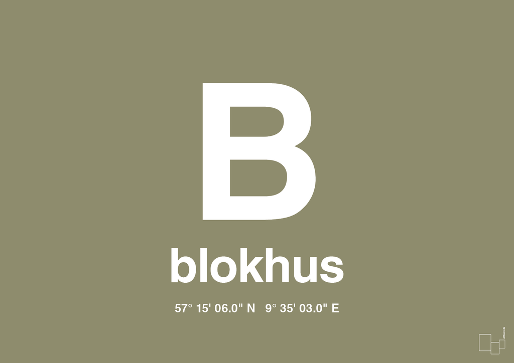 plakat: byplakat blokhus med koordinater - misty forrest-Byer-A1two3