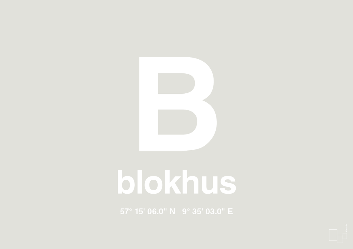 plakat: byplakat blokhus med koordinater - painters white-Byer-A1two3