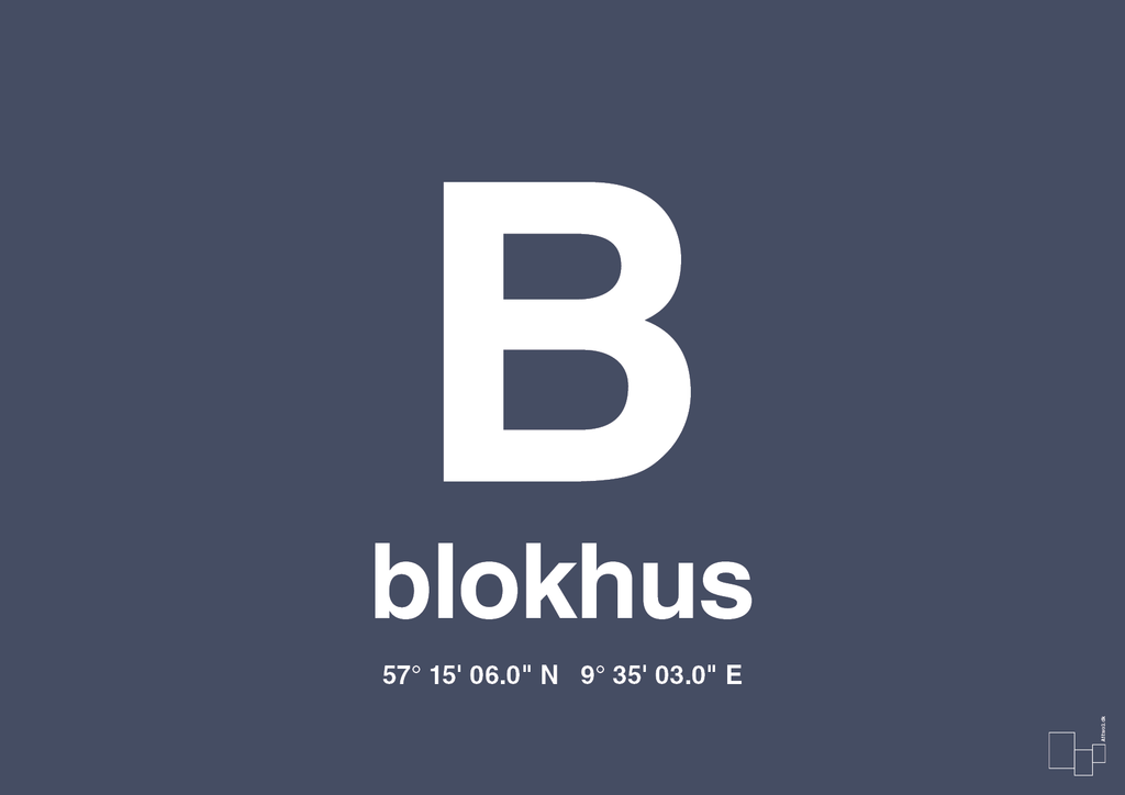 Byplakat blokhus med koordinater - petrol-Byer-A1two3