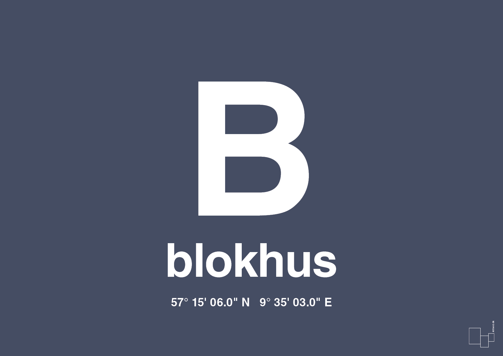 Byplakat blokhus med koordinater - petrol-Byer-A1two3