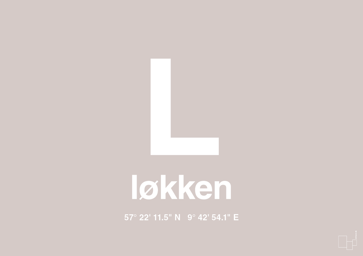 plakat: byplakat løkken med koordinater - broken beige-Byer-A1two3
