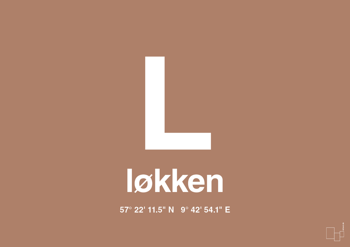 plakat: byplakat løkken med koordinater - cider spice-Byer-A1two3
