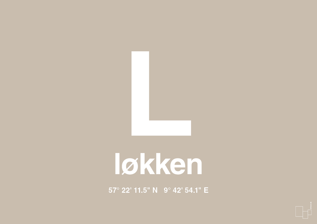 plakat: byplakat løkken med koordinater - creamy mushroom-Byer-A1two3