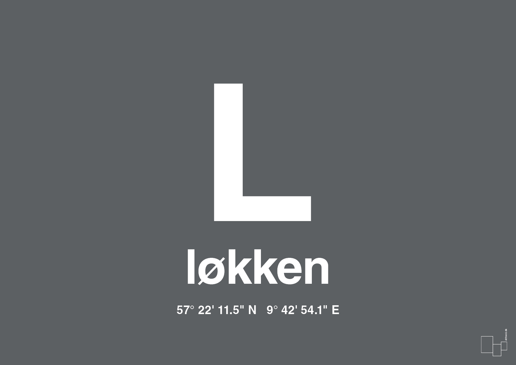 plakat: byplakat løkken med koordinater - graphic charcoal-Byer-A1two3
