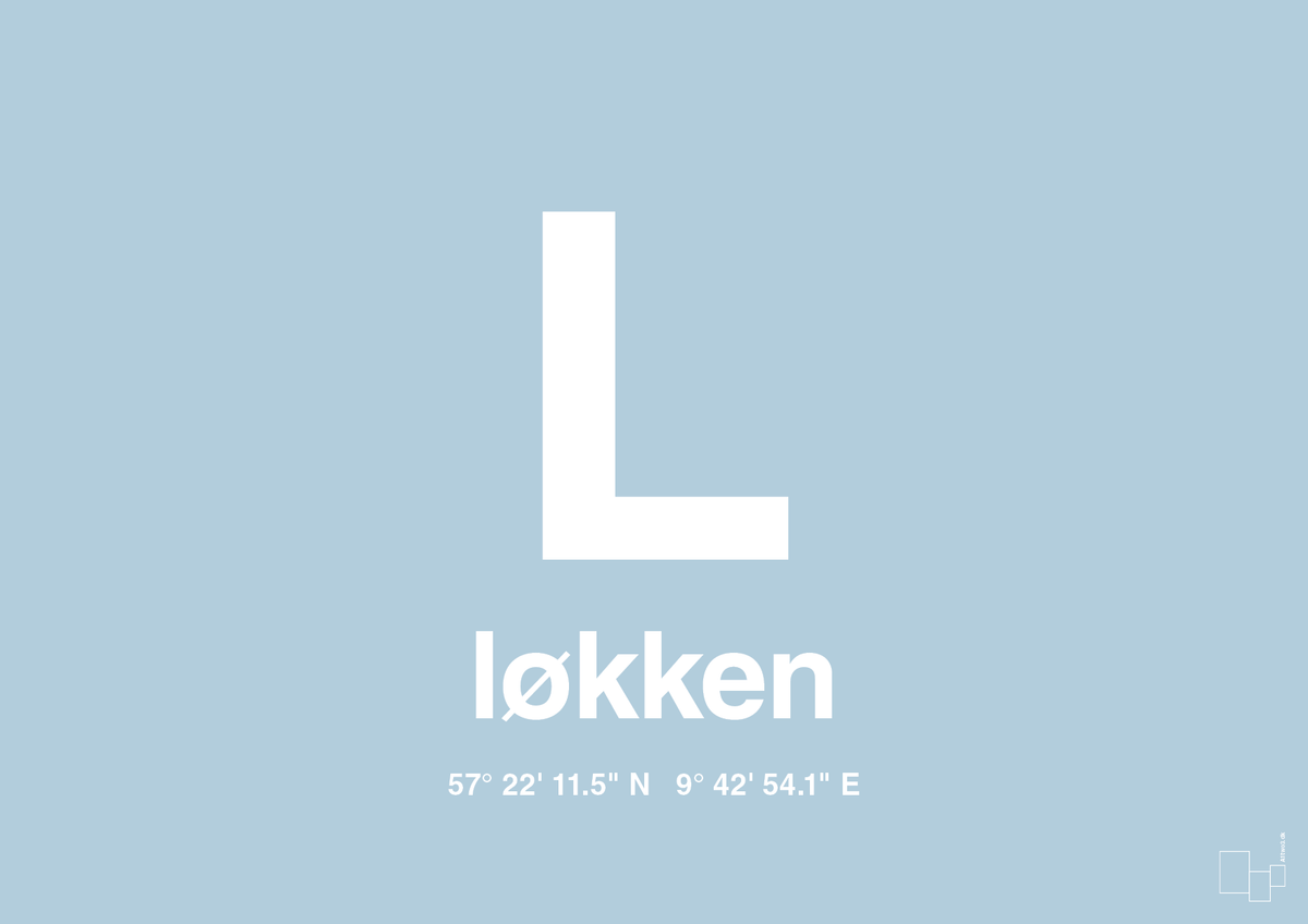 plakat: byplakat løkken med koordinater - heavenly blue-Byer-A1two3