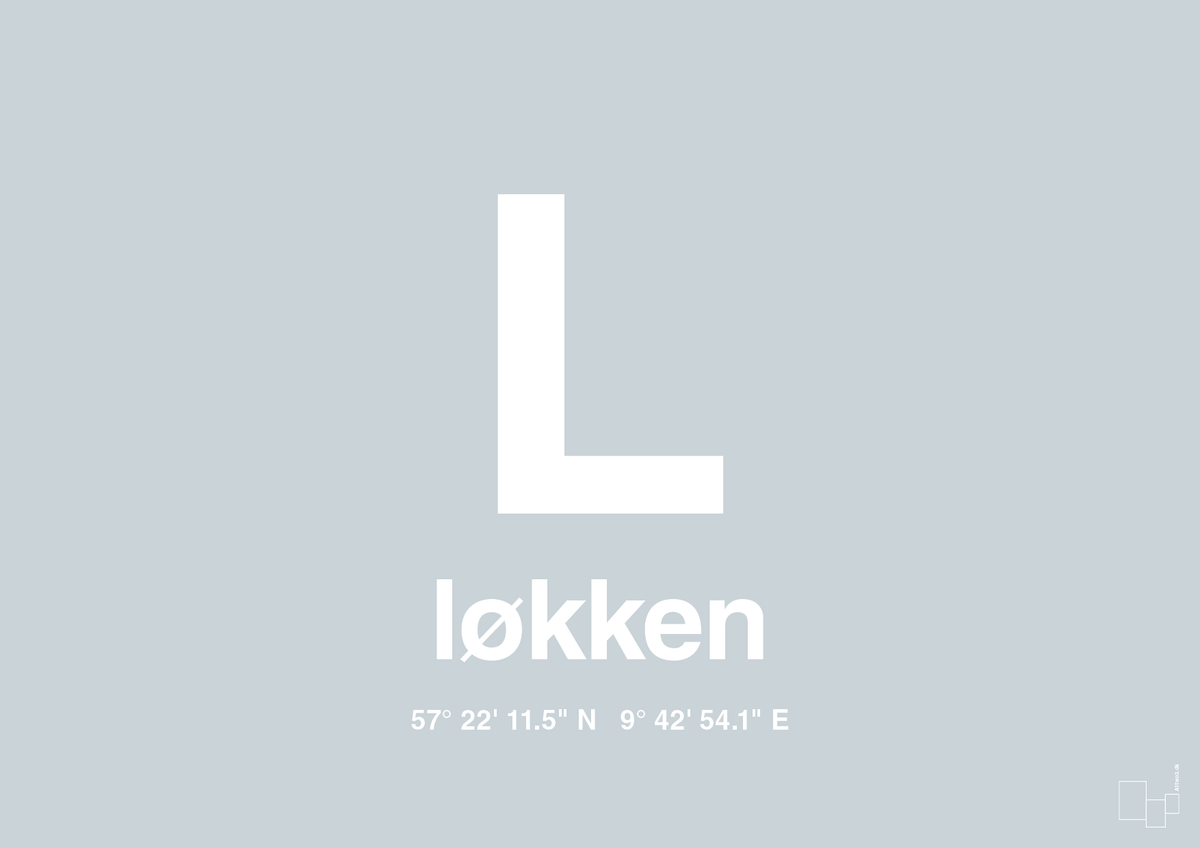 plakat: byplakat løkken med koordinater - light drizzle-Byer-A1two3