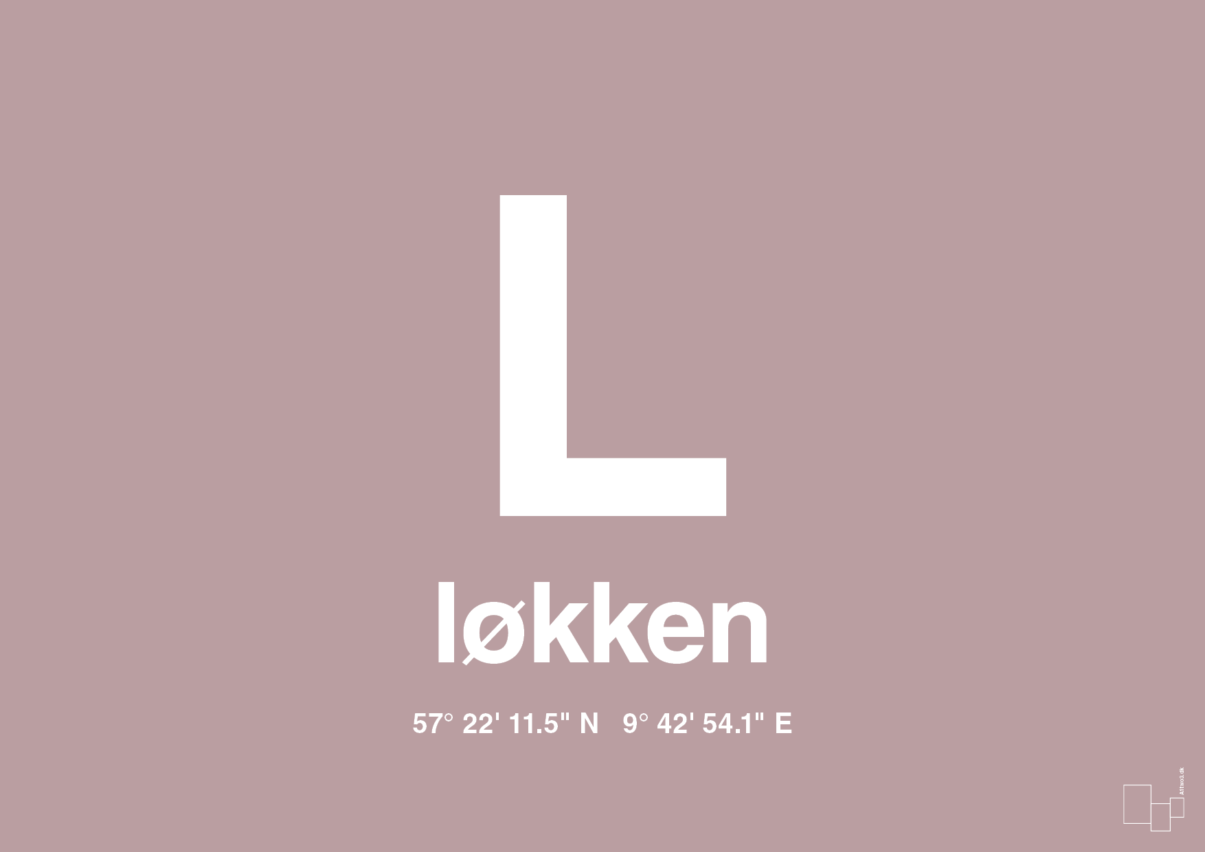 plakat: byplakat løkken med koordinater - light rose-Byer-A1two3