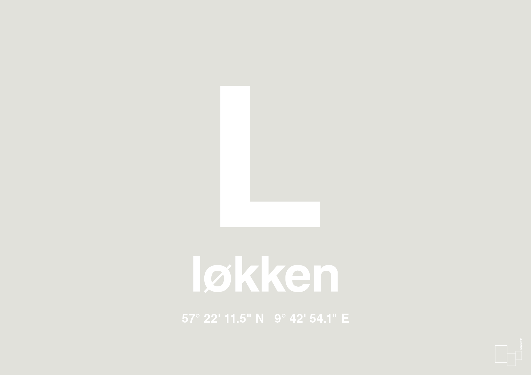plakat: byplakat løkken med koordinater - painters white-Byer-A1two3