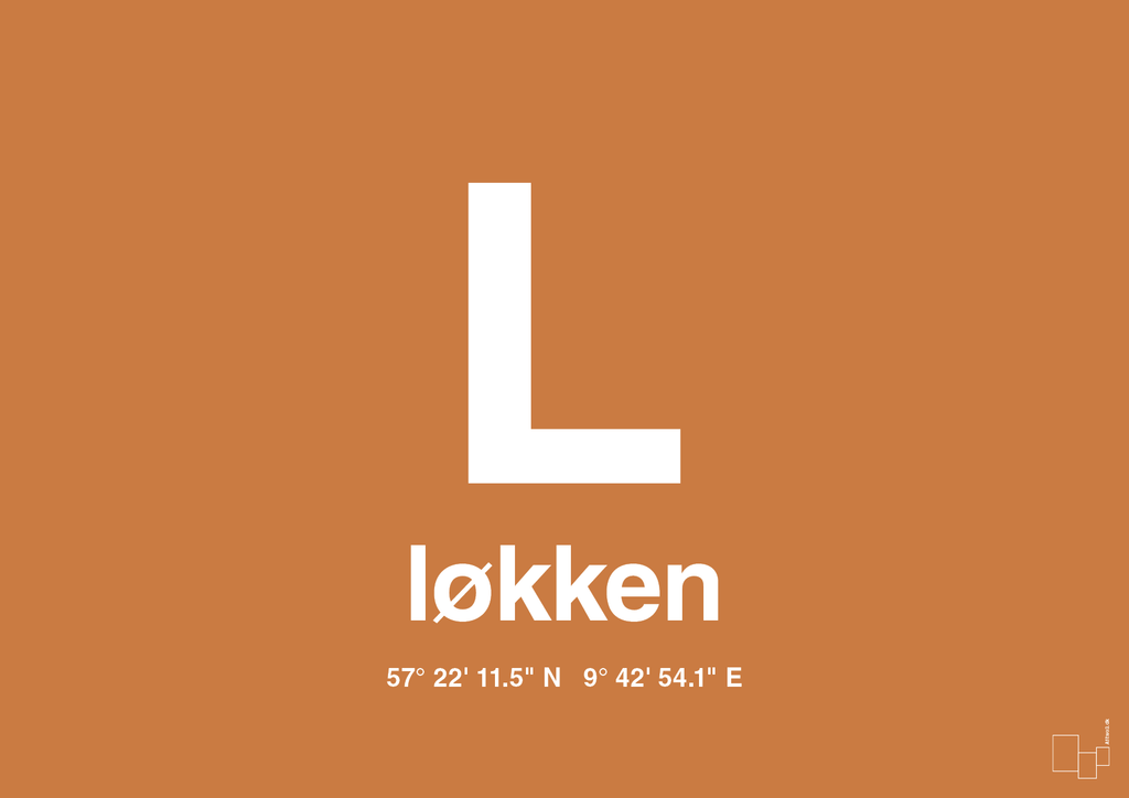plakat: byplakat løkken med koordinater - rumba orange-Byer-A1two3