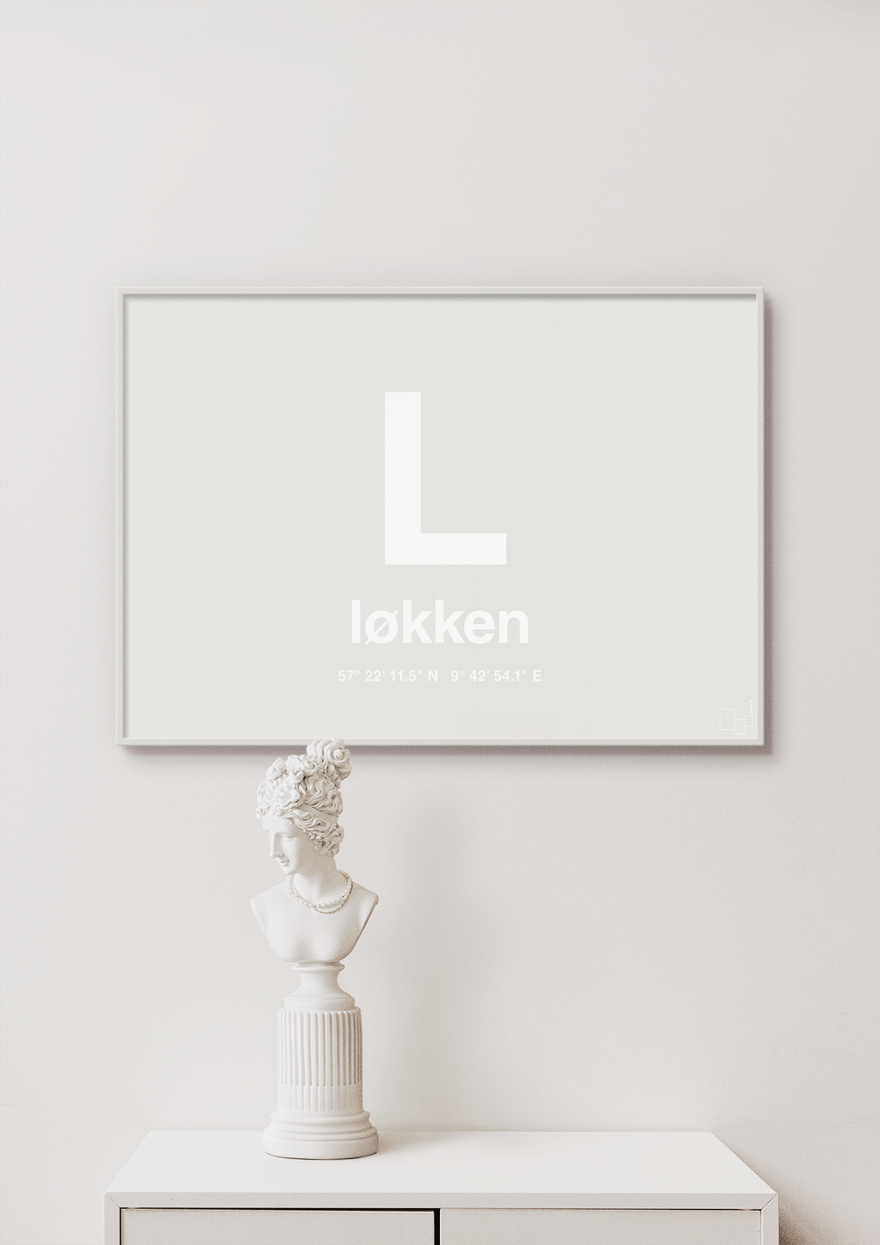 plakat: byplakat løkken med koordinater - graphic charcoal-Byer-A1two3