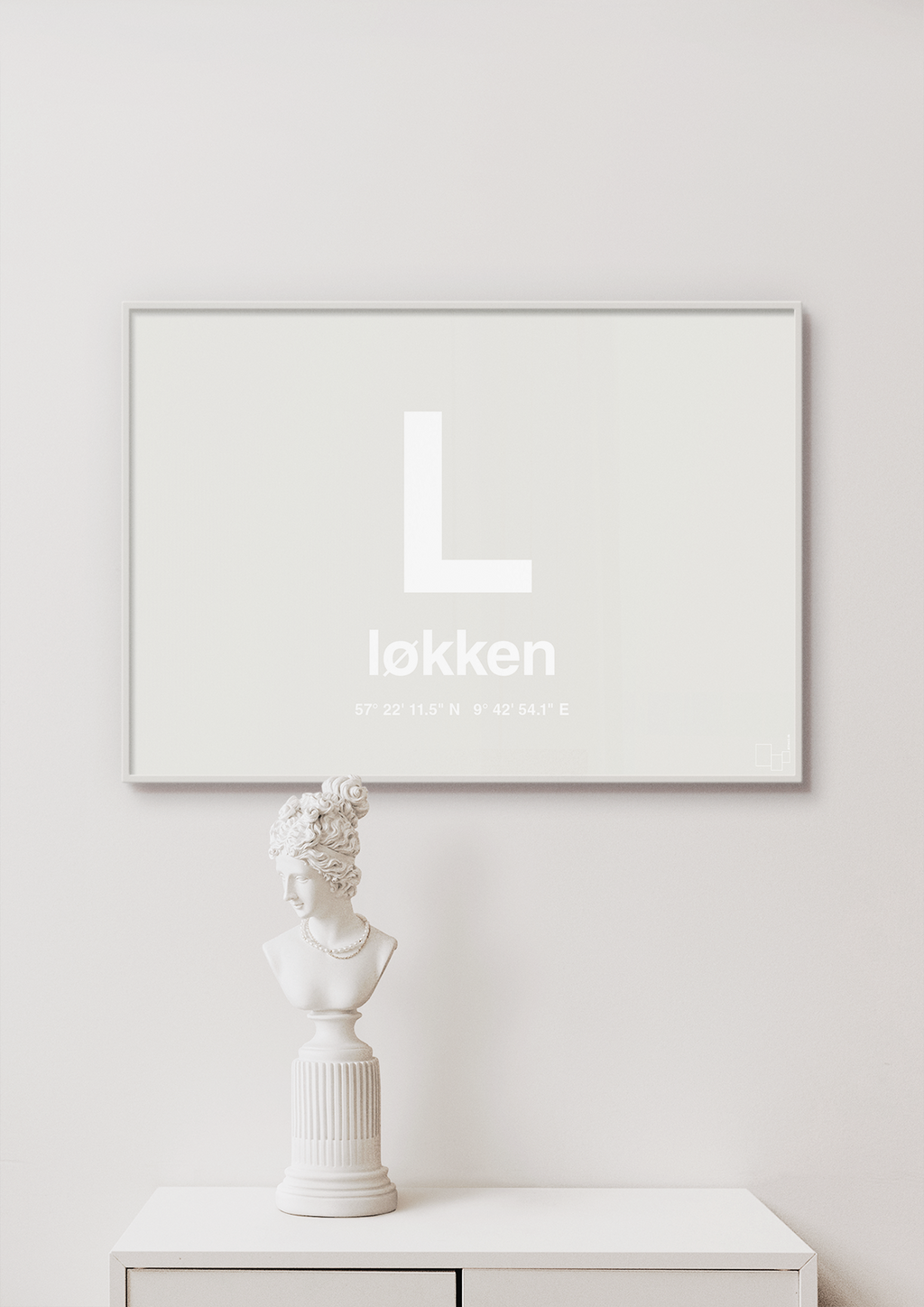 plakat: byplakat løkken med koordinater - painters white-Byer-A1two3