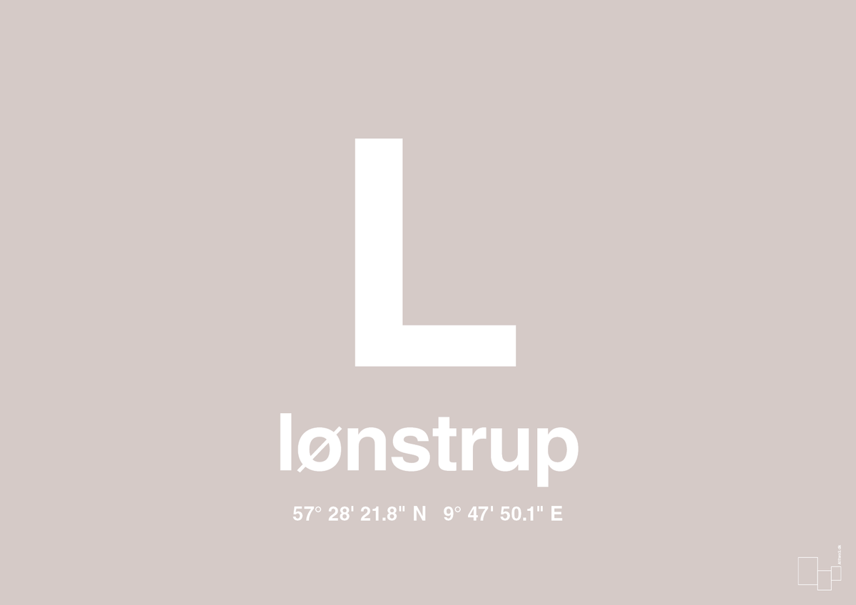 plakat: byplakat lønstrup med koordinater - broken beige-Byer-A1two3