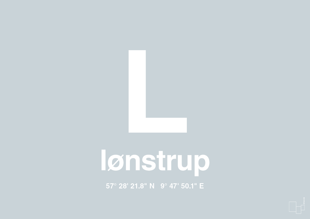 plakat: byplakat lønstrup med koordinater - light drizzle-Byer-A1two3