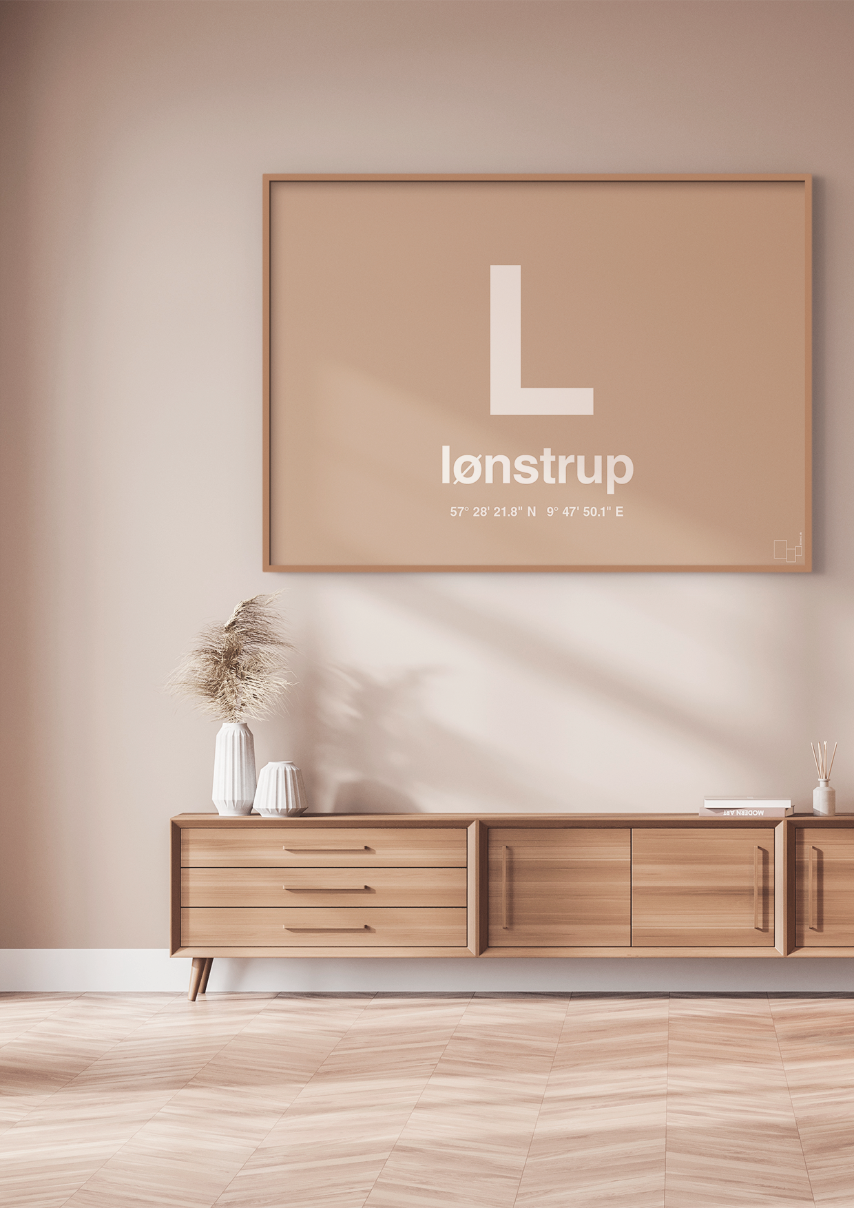 plakat: byplakat lønstrup med koordinater - heavenly blue-Byer-A1two3