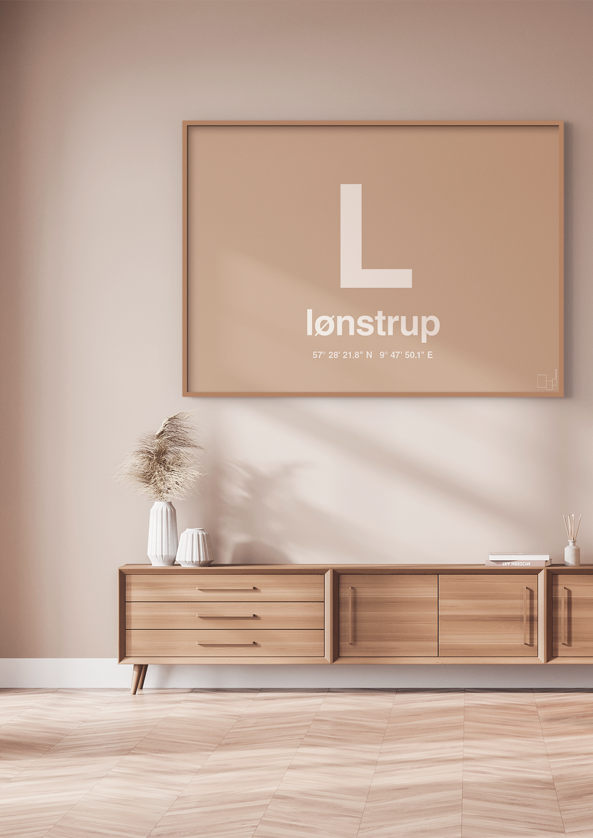 plakat: byplakat lønstrup med koordinater - lapis blue-Byer-A1two3